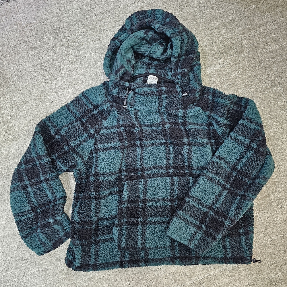 PINK Victoria's Secret Green Womens Large Sherpa Hoodie